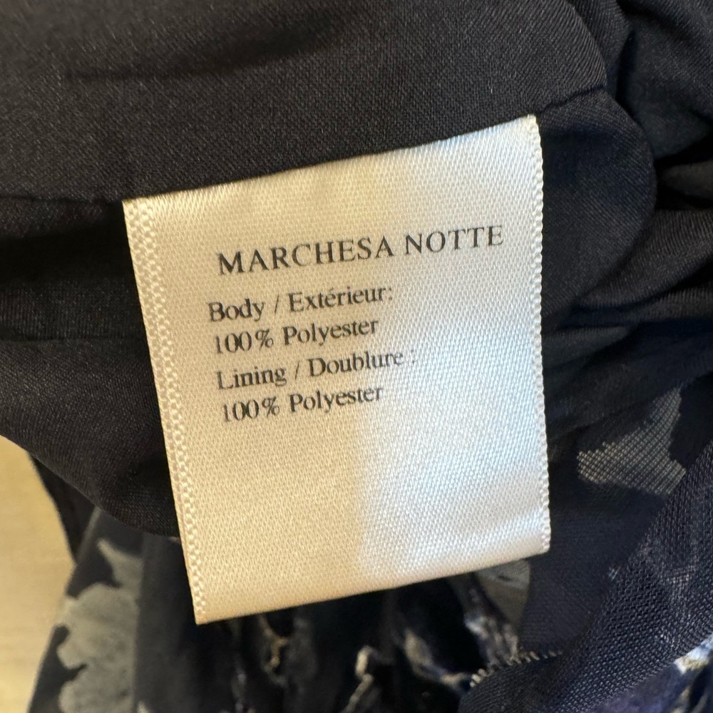 Marchesa Notte Sleeveless Velvet Burnout Chiffon Dress with Tiered Skirt Size 2 - Picture 7 of 9